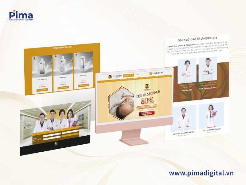 Giao diện nổi bật của website Thanh Hải , dễ thao tác Clinic & Skincare