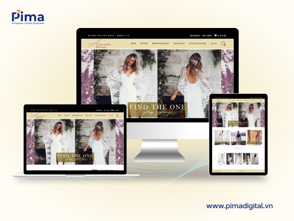 Pima Digital thiết kế website ảnh viện áo cưới giao diện cuốn hút, sang trọng