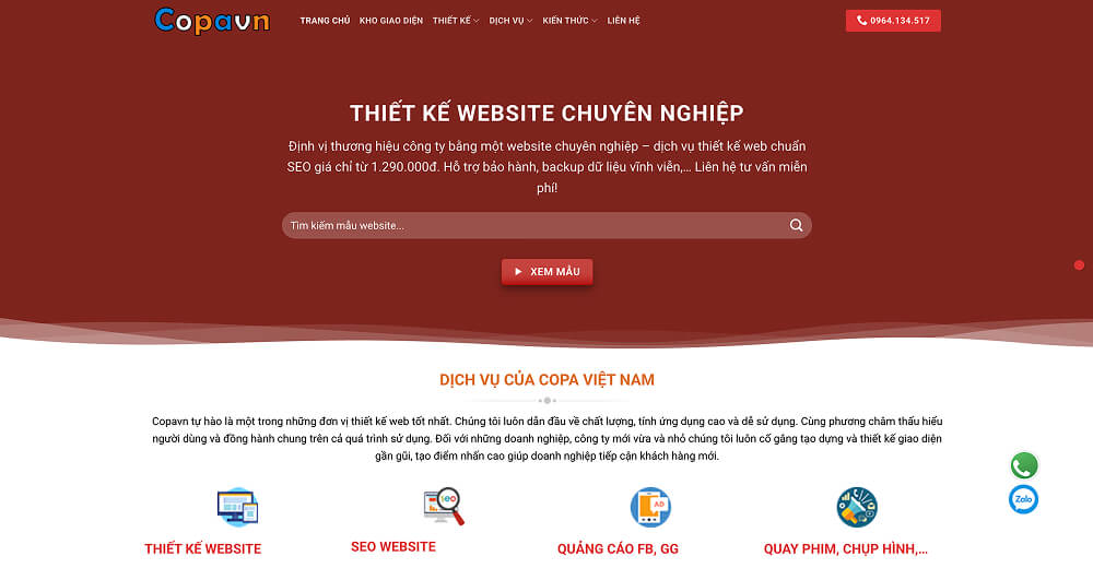 Thiết kế website tại Copa Việt Nam Thiết kế website tại Copa Việt Nam