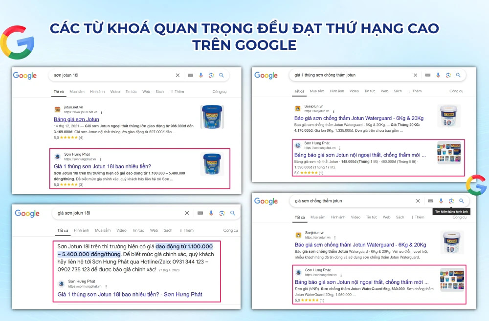 Nhiều từ khóa quan trọng đã on top Google chỉ sau 6 tháng triển khai Nhiều từ khóa quan trọng đã on top Google chỉ sau 6 tháng triển khai