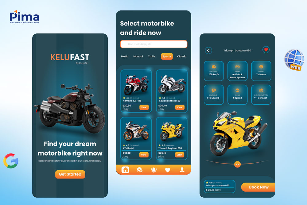 Danh mục sản phẩm của website bán xe máy