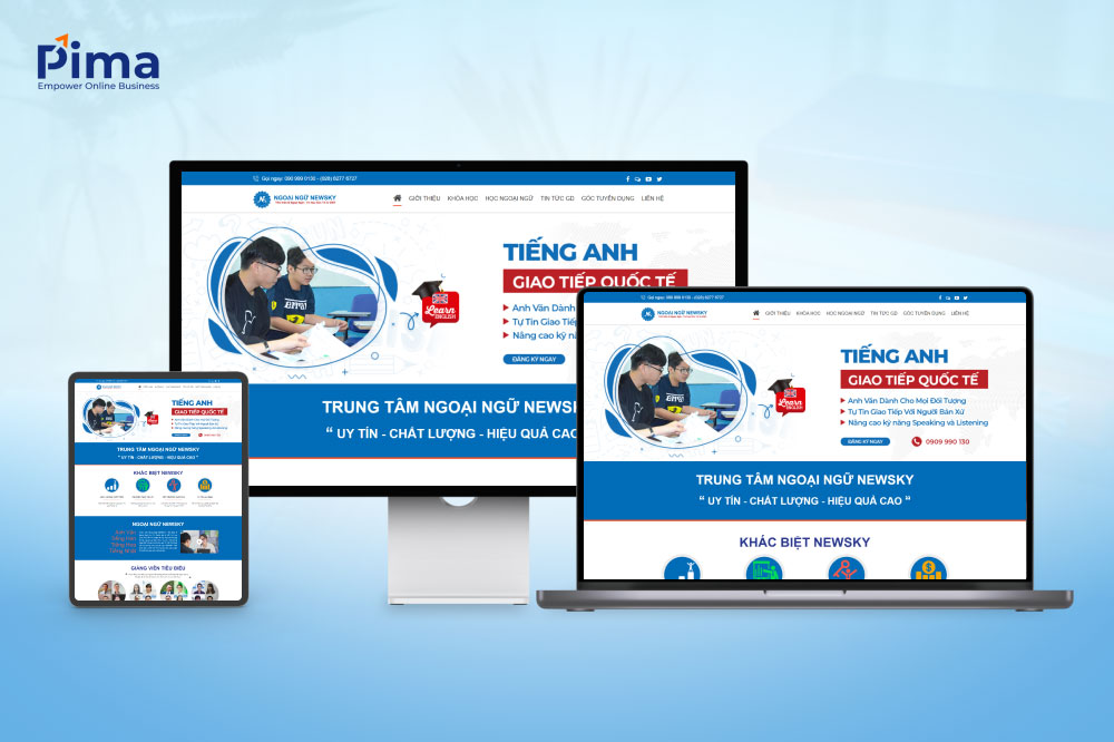 Mẫu website trung tâm ngoại ngữ được thiết kế với đầy đủ tính năng quan trọng