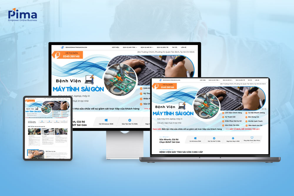 Thiết kế website sửa chữa laptop, máy tính với giao diện độc quyền