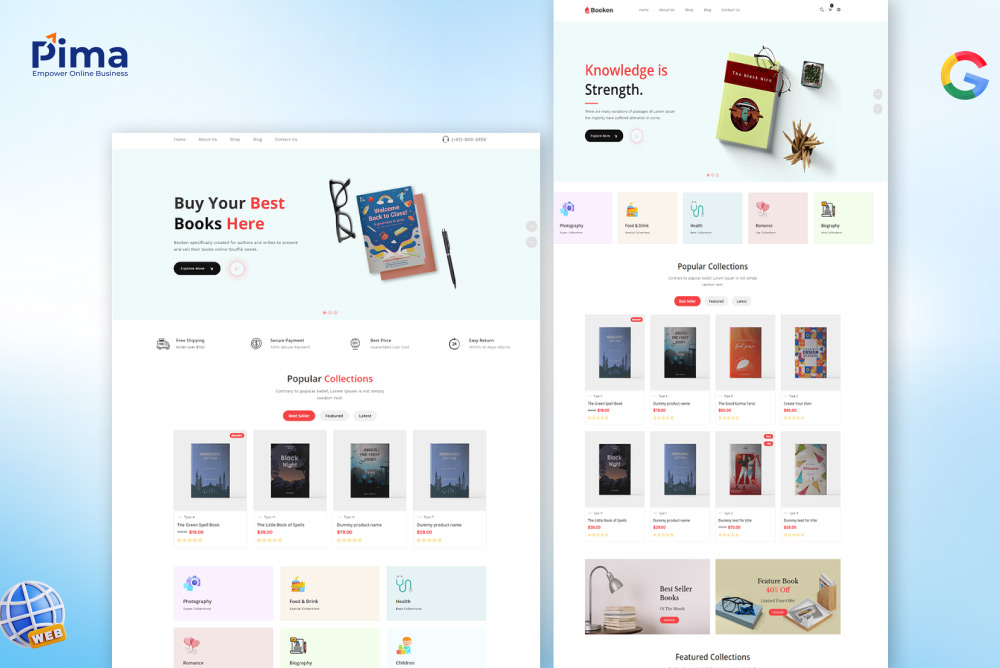 Website bán sách với giao diện tinh tế và hiện đại