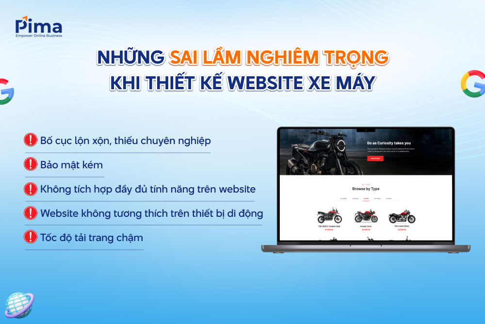 Những lỗi cần tránh khi thiết kế website xe máy cho doanh nghiệp
