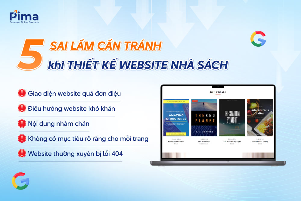 Thiết kế website bán sách hãy tránh ngay những lỗi sai nghiêm trọng trên
