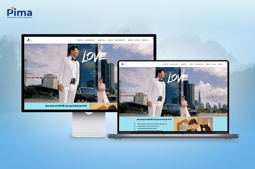 Mẫu trang web ảnh viện áo cưới độc đáo, hiện đại Mẫu trang web ảnh viện áo cưới độc đáo, hiện đại