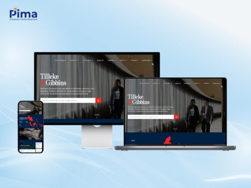 Mẫu website công ty luật chuyên nghiệp, tone màu lạnh tượng trưng cho sự ổn định