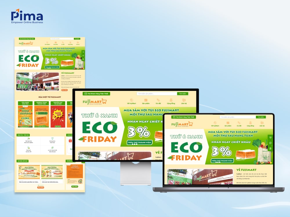 Mẫu website bán rau củ tươi, mang gam màu trắng ngà đơn giản