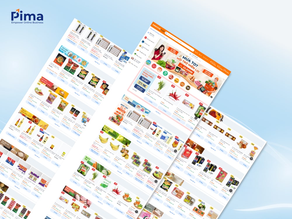 Mẫu website bán thực phẩm màu trắng - cam tạo cảm giác sạch sẽ, an toàn