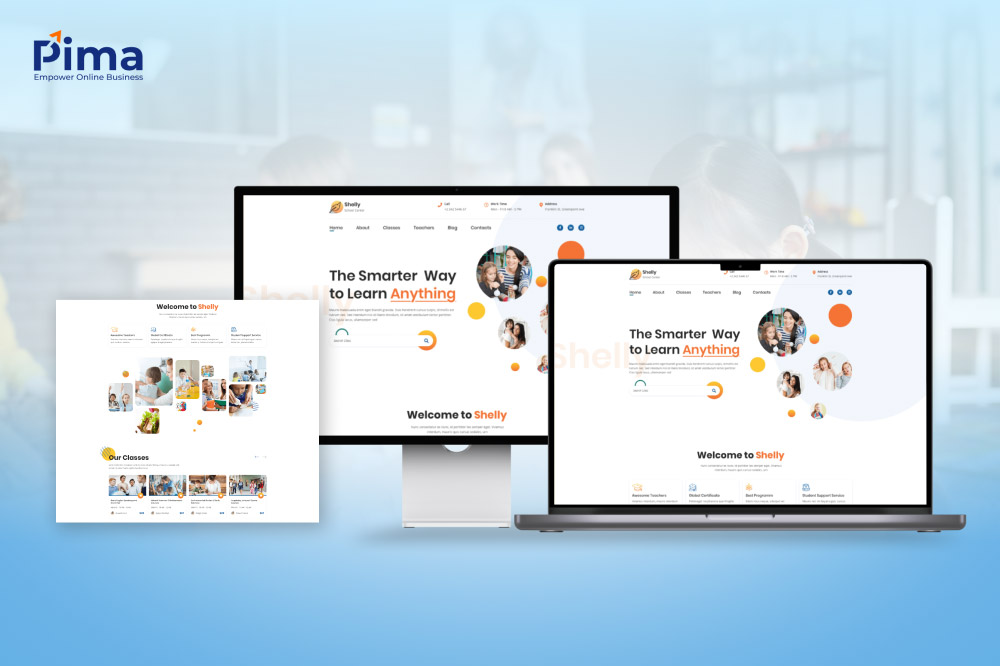 Mẫu website trường mầm non tập trung vào hình ảnh vui chơi của bé tại trường