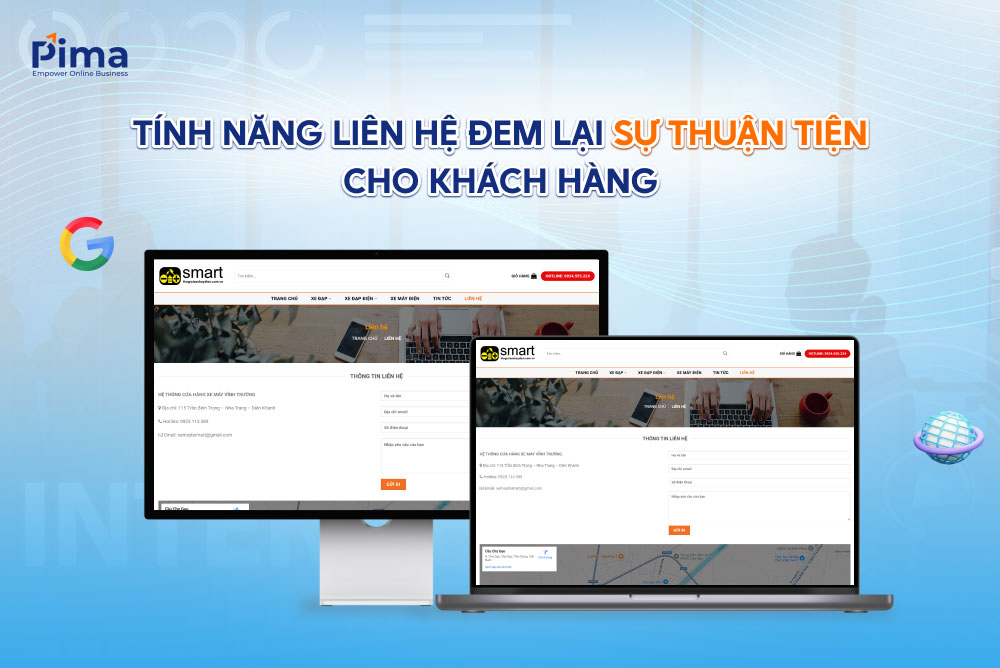 Module liên hệ được tích hợp trên website bán xe máy