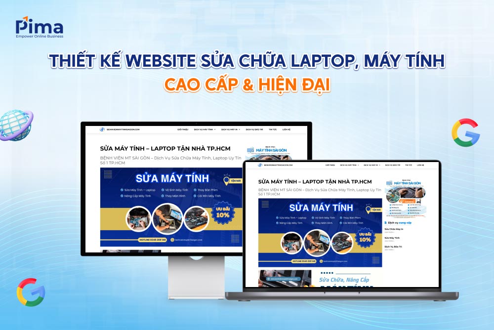 Thiết kế website sửa chữa laptop, máy tính chuyên nghiệp 2023