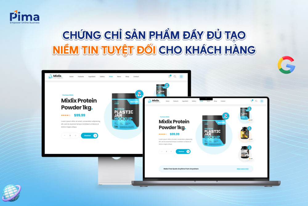Website thực phẩm chức năng cập nhật đầy đủ thông tin chứng chỉ sản phẩm