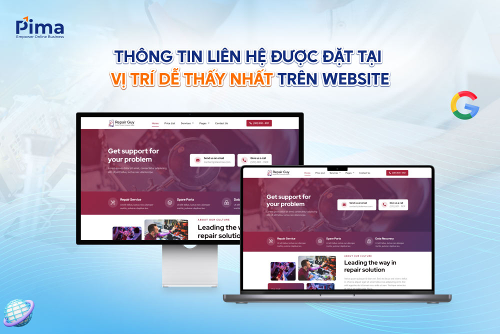Thông tin liên hệ giúp khách hàng kết nối nhanh chóng với doanh nghiệp