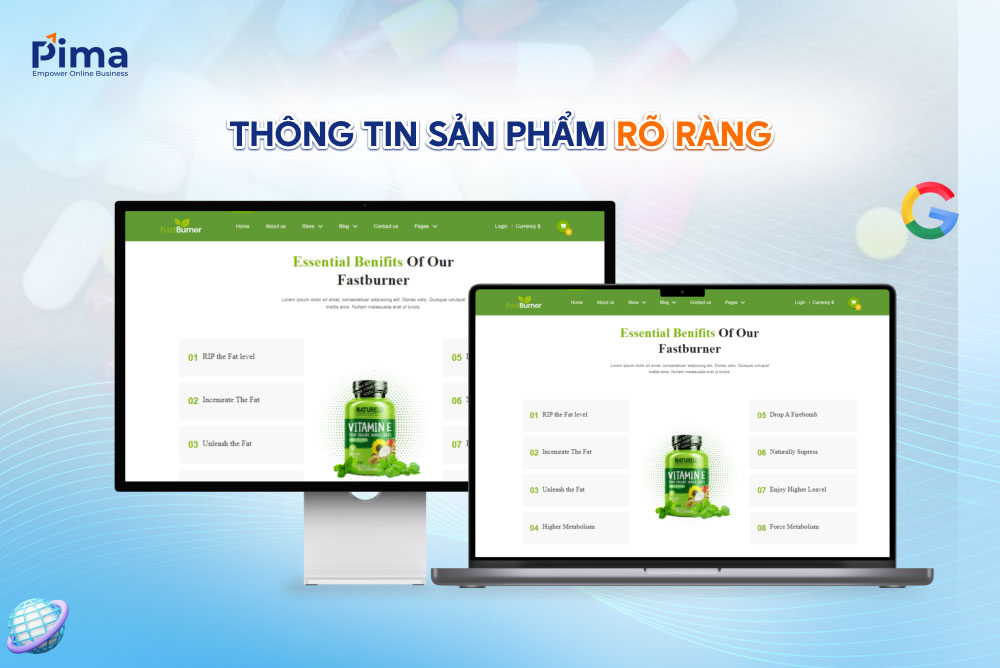 Trang web thực phẩm chức năng cập nhật chi tiết thông tin sản phẩm