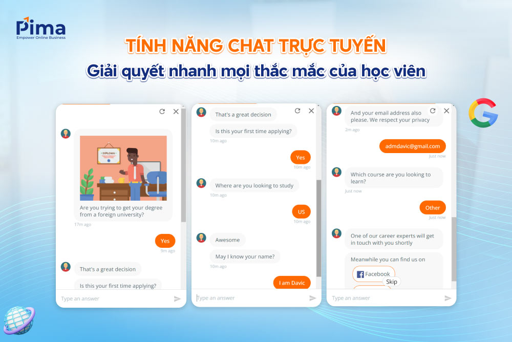 Tính năng trò chuyện trực tuyến trên website trung tâm gia sư Tính năng trò chuyện trực tuyến trên website trung tâm gia sư