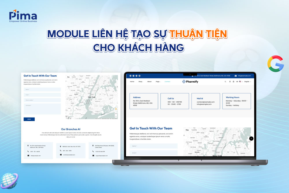 Website thực phẩm chức năng có tích hợp tính năng liên hệ đầy đủ