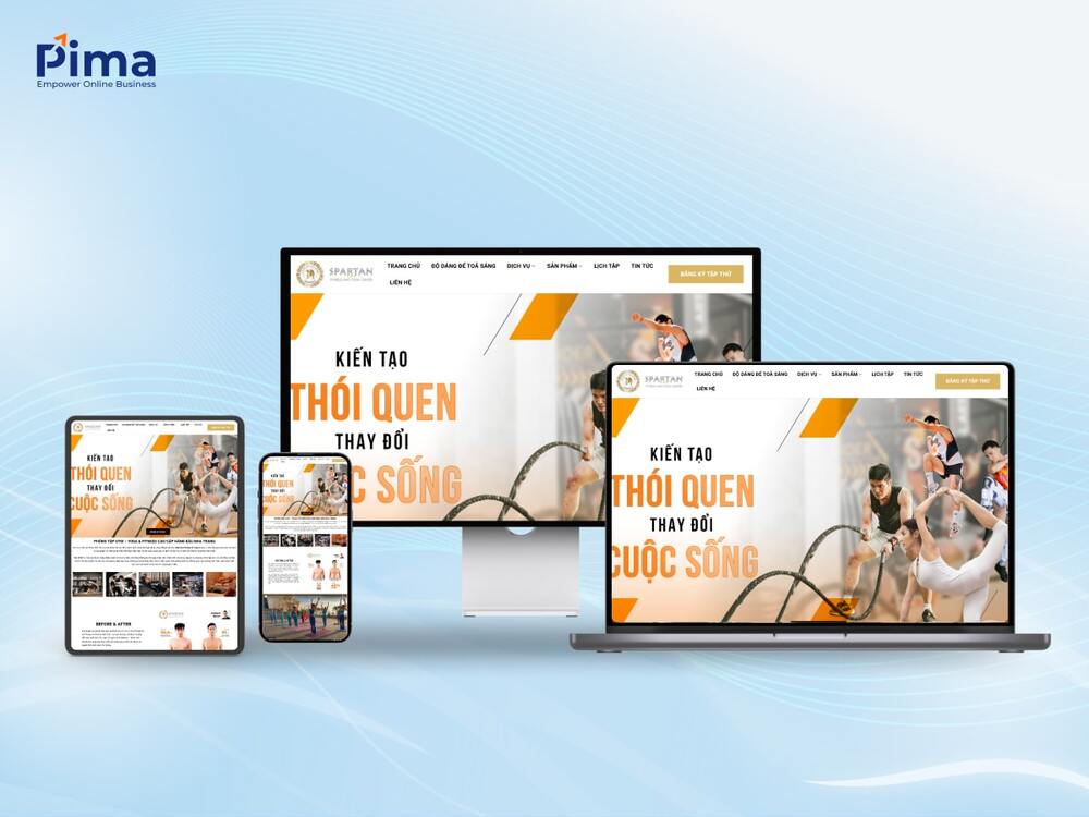 Mẫu trang web phòng thể dục dụng cụ màu cam tươi trẻ Mẫu trang web phòng thể dục dụng cụ màu cam tươi trẻ