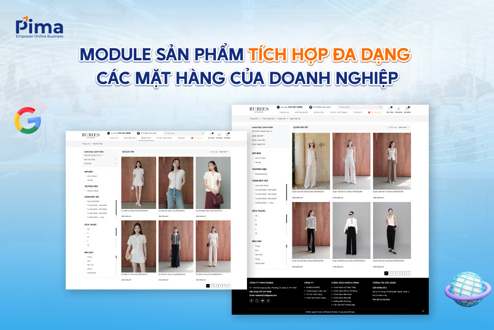 Trang sản phẩm giúp trưng bày các mặt hàng chất lượng của thương hiệu