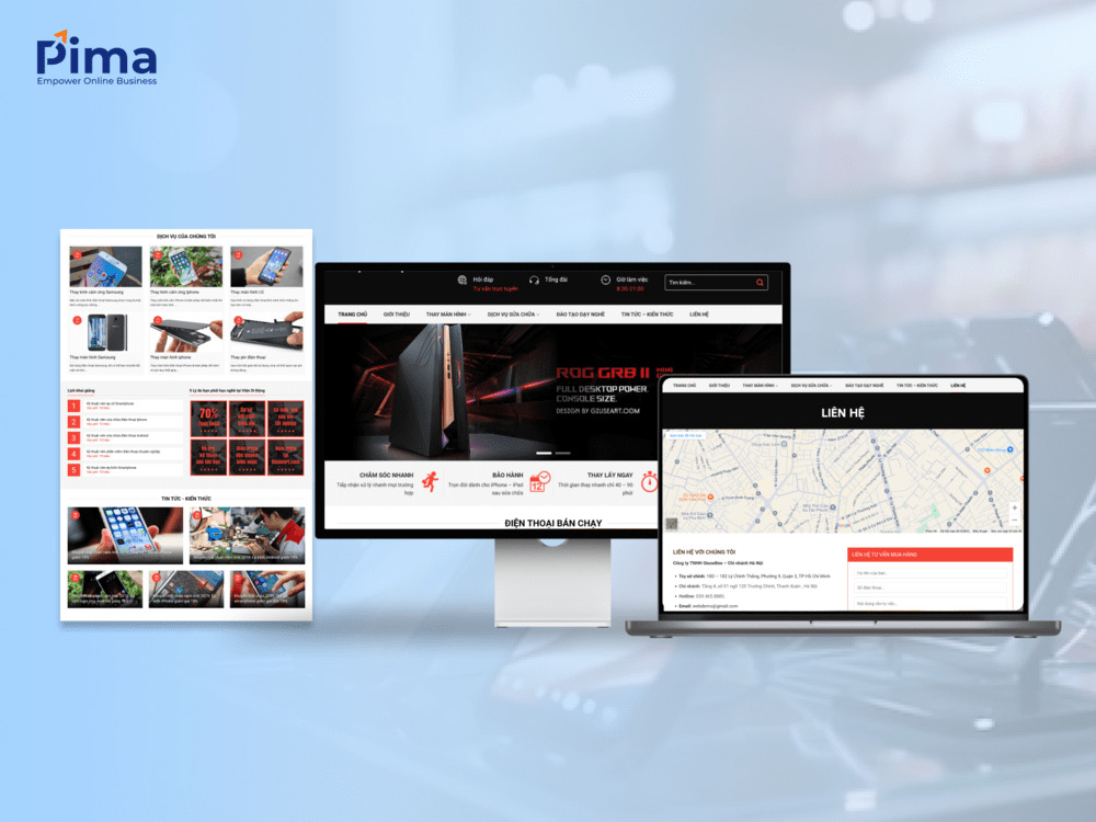 Thiết kế web bán điện thoại tại Pima Digital giúp nâng cao vị thế thương hiệu