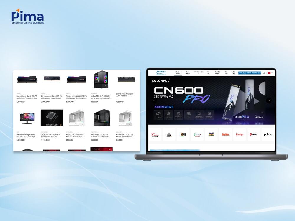 Mẫu website thương mại điện tử màu đen tối giản, hiện đại