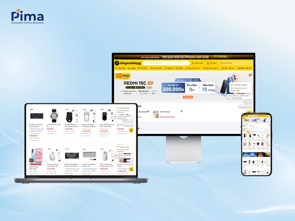Mẫu website thương mại điện tử với tone màu sắc tươi sáng