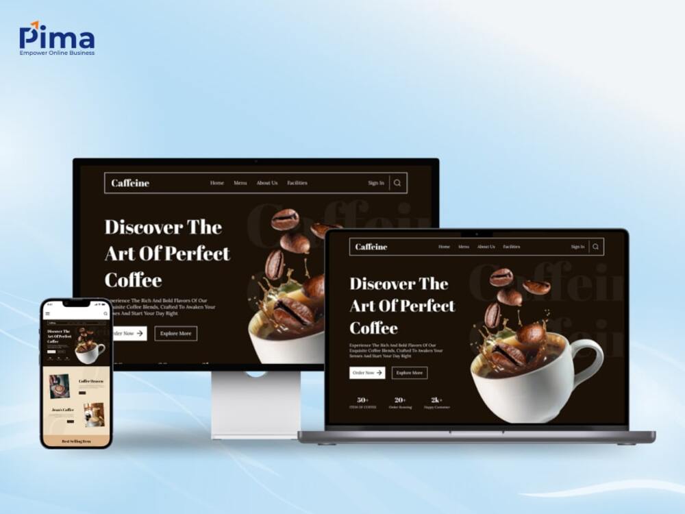 Mẫu website quán cà phê màu đen - nâu cá tính, hợp với đối tượng khách hàng nam giới Mẫu website quán cà phê màu đen - nâu cá tính, hợp với đối tượng khách hàng nam giới