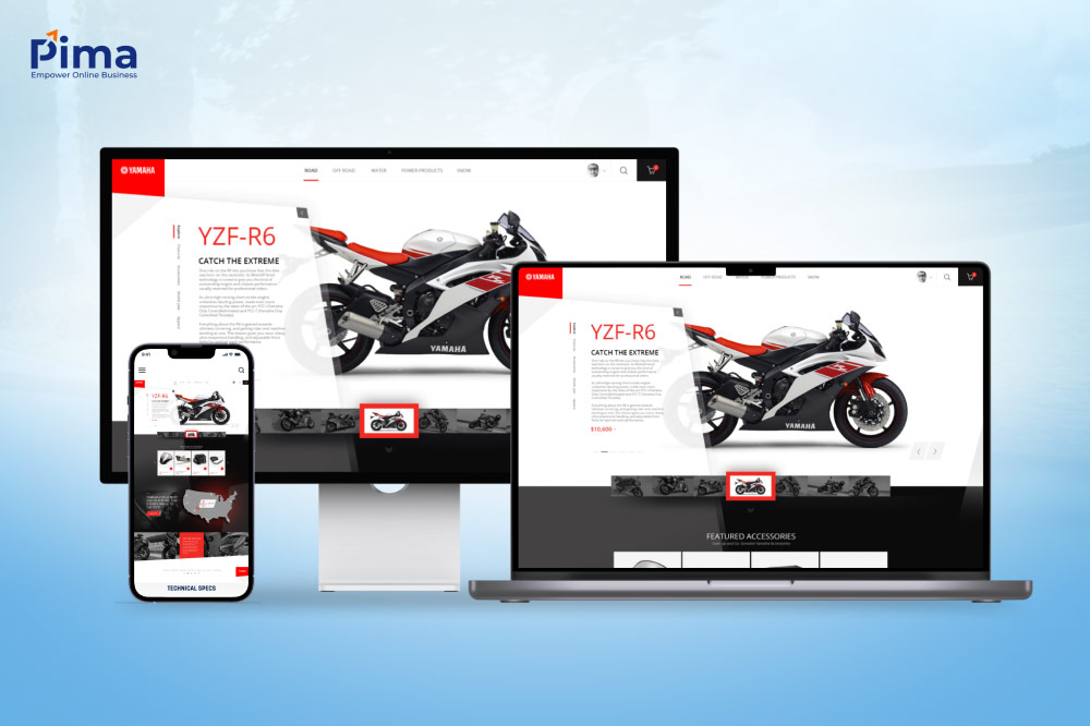 Website xe máy cao cấp do đội ngũ Pima Digital thiết kế
