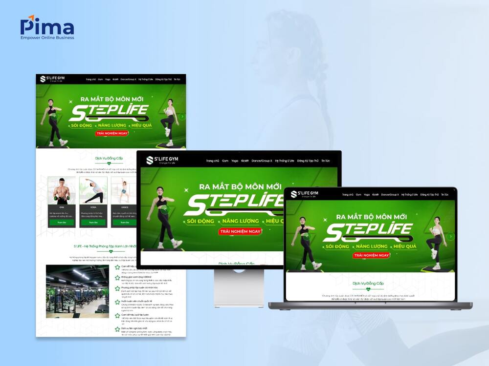 Mẫu thiết kế website gym màu xanh tươi mát Mẫu thiết kế website gym màu xanh tươi mát