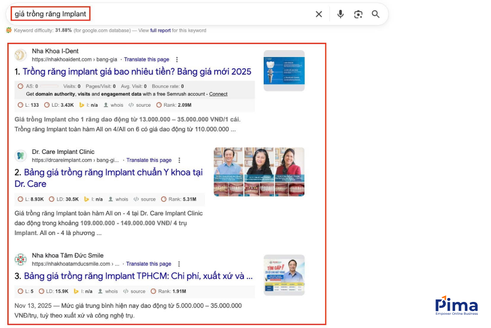 Dịch vụ SEO từ khoá sẽ tập trung vào những dịch vụ nổi bật của phòng khám nha khoa
